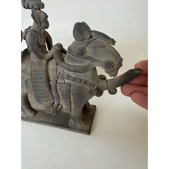 Korean Warrior Sculpture on Horse Clay Vessel Silla Master - Picture 7 of 12